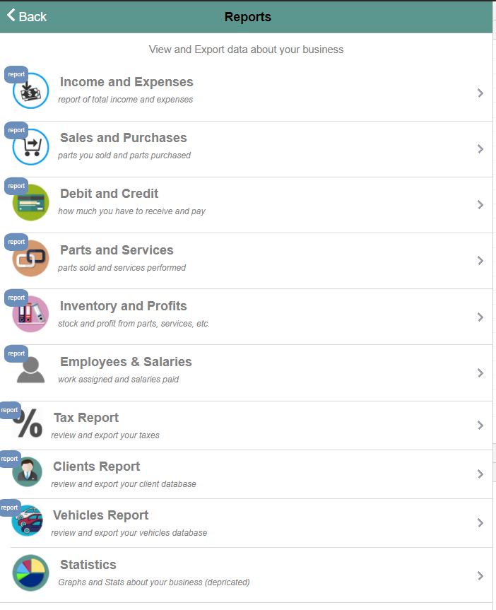 reports screenshot 